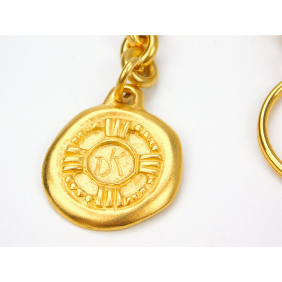 Vintage DKNY Donna Karen DK co "Wax Seal" Look Gold Tone Keychain 6" Long - Picture 2 of 4